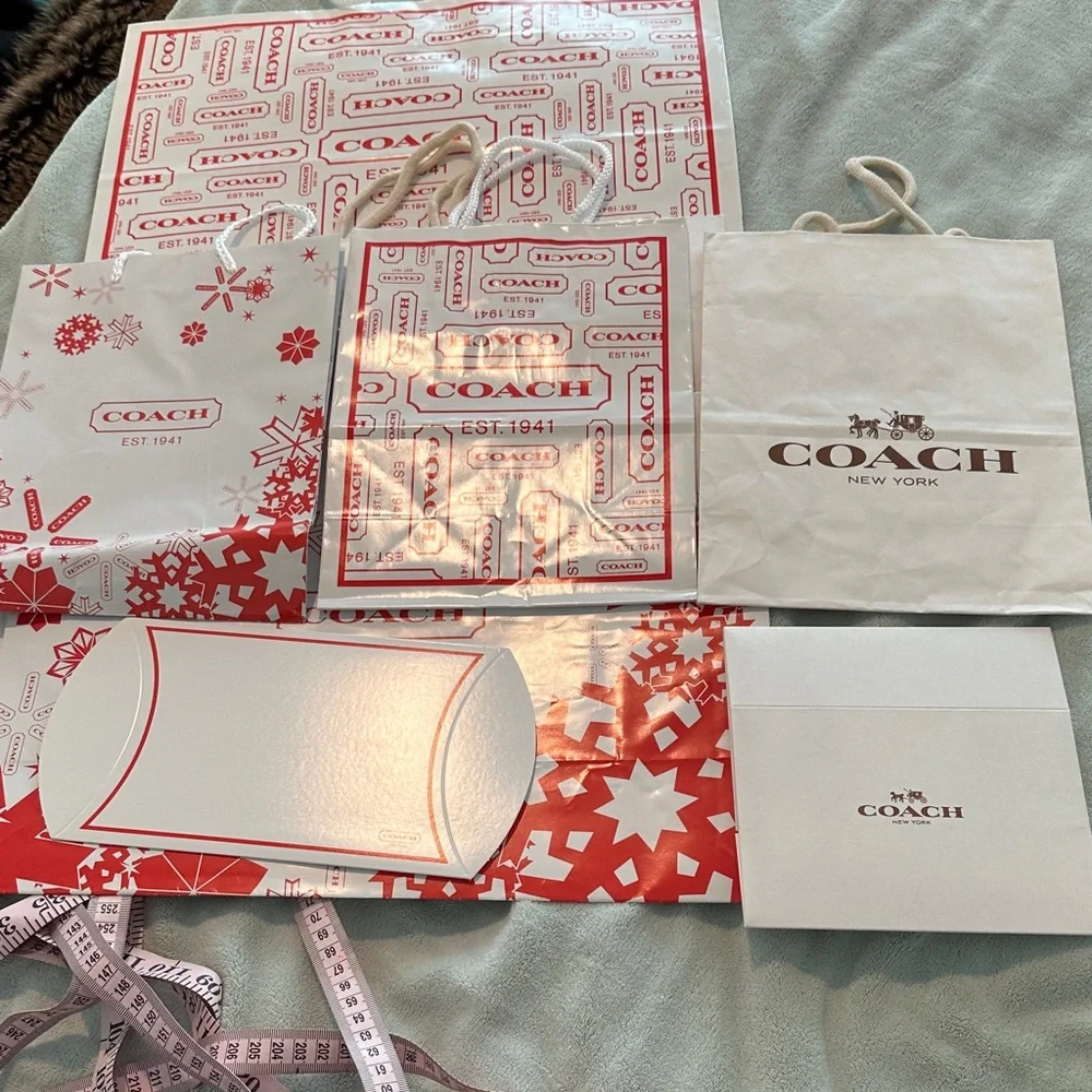 Bundle of 8 Coach Red & White Gift Bag Collection
